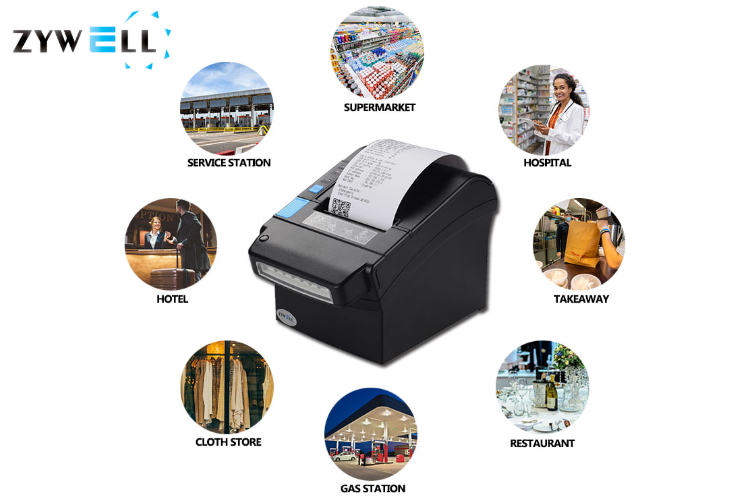 Zywell 80mm Thermal Printer with Money Detector UV Light Hotsale Impresora Boleta USB+RS232+LAN 11