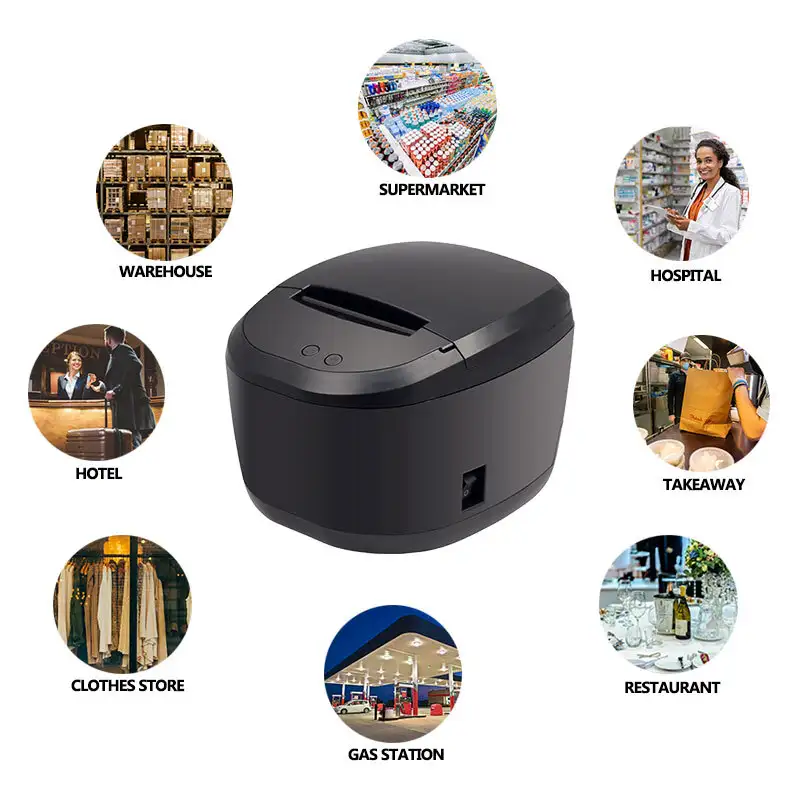 Zywell -Zywell Imprimante Bluetooth Printer Zy308 for Android iOS Windows POS System 80mmサーマルプリンターUSB+RS232+LAN+BT 1