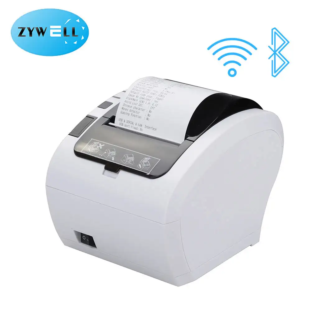 Zywell - Impresora POS Sistemi Bluetooth Yazıcı Makbuzu Termal Yazıcı 80mm POS 80 ZYWELL ZY306 Fatura Yazıcısı USB+BT 1