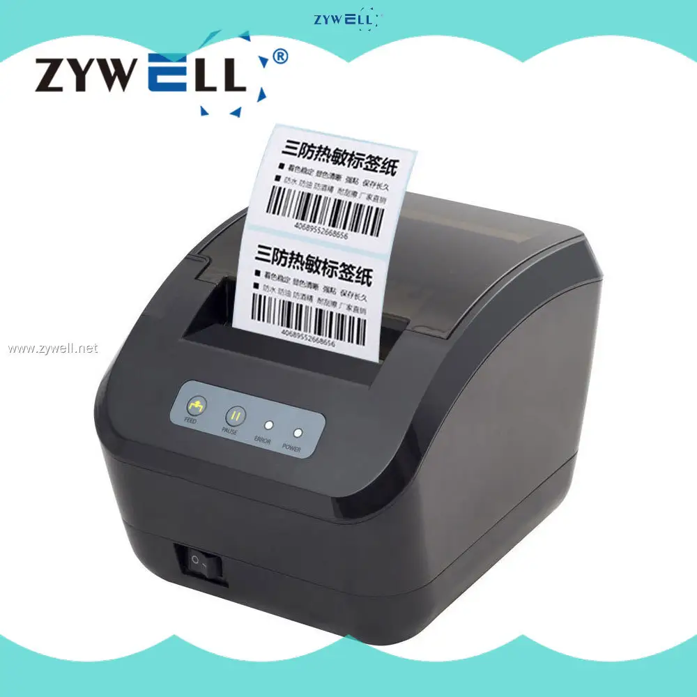 Zywell ZY609 Thermal Barcode Printer - 80mm/58mm Direct Thermal Sticker Machine 1