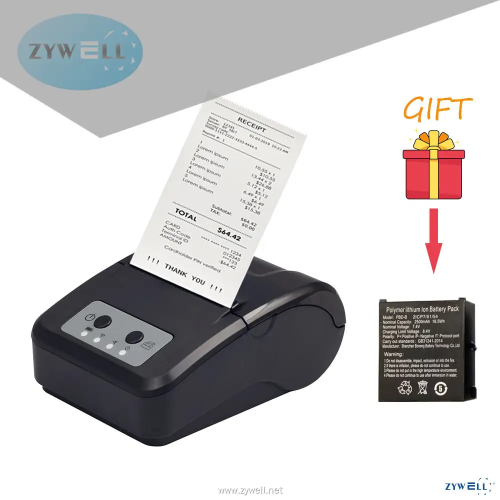 Best mobile receipt printer for sale | ZYWELL 1