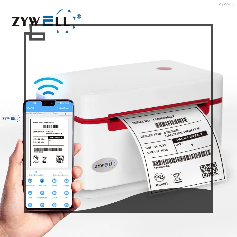 ZYWELL | Customized 4 inch bluetooth thermal printer price 1