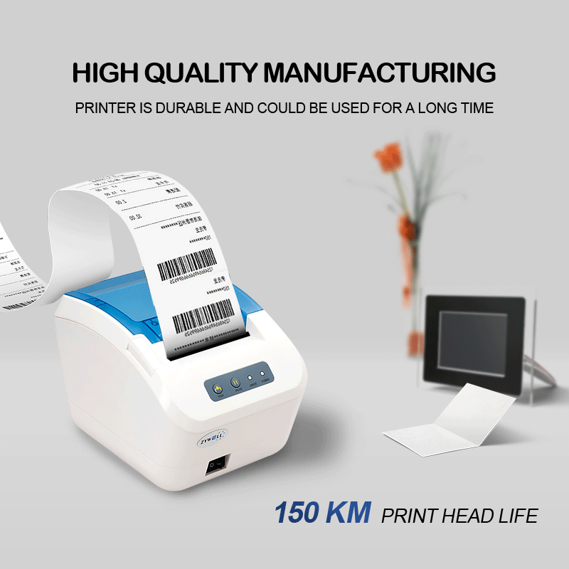Zywell Impresora de Codigo de Barras Thermal Label Lork Roll Cut Digital Label Printer ZY3310 15