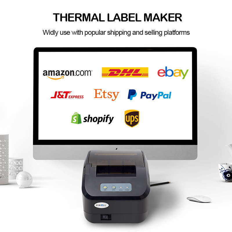 Zywell Impresora de Codigo de Barras Thermal Label Lork Roll Cut Digital Label Printer ZY3310 10