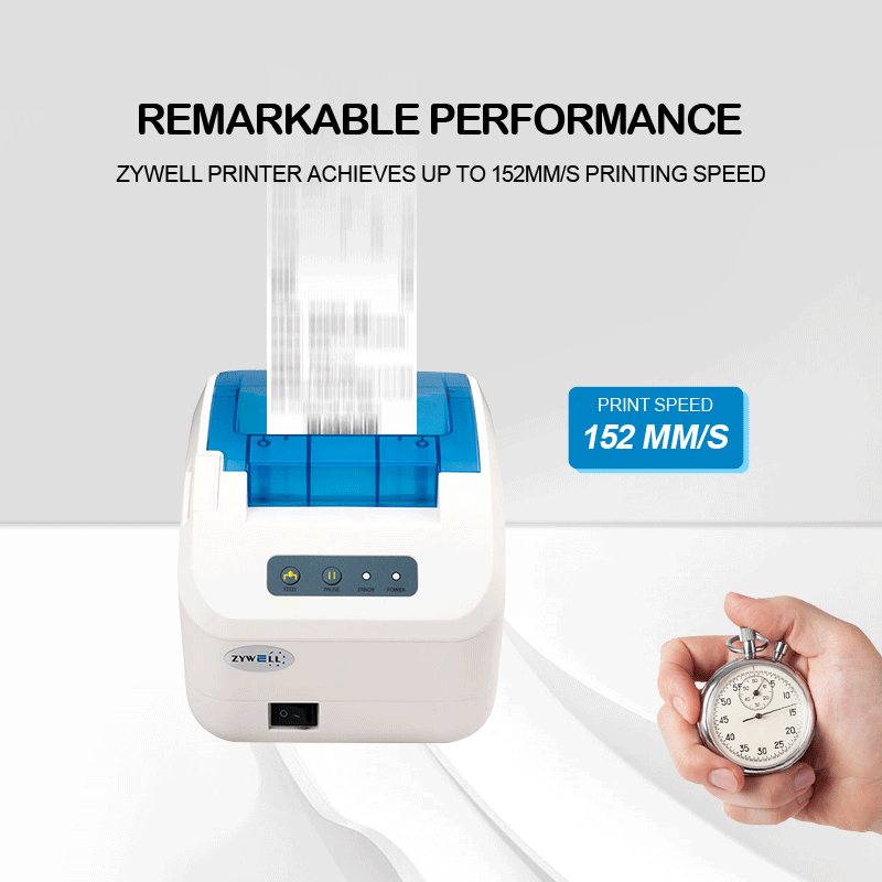 Zywell Impresora de Codigo de Barras Thermal Label Lork Roll Cut Digital Label Printer ZY3310 14