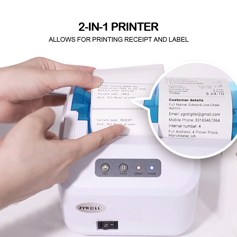 Zywell Impresora de Codigo de Barras Thermal Label Lork Roll Cut Digital Label Printer ZY3310 13