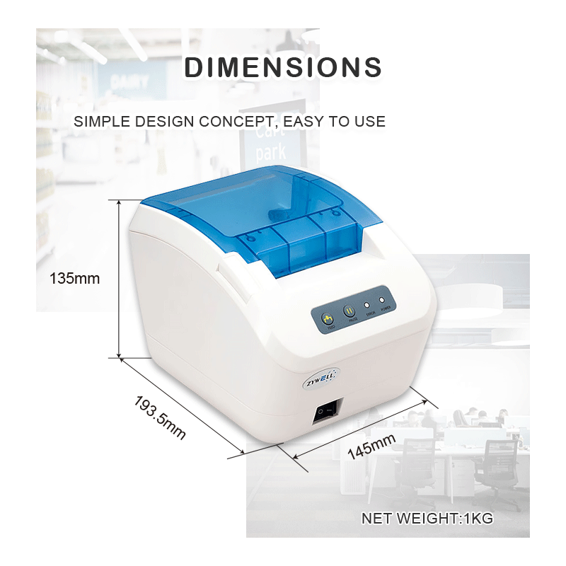 Zywell Impresora de Codigo de Barras Thermal Label Lork Roll Cut Digital Label Printer ZY3310 9