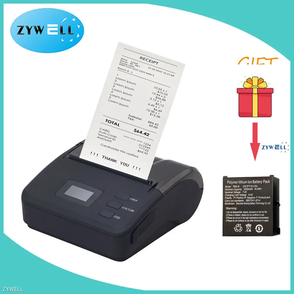 Zywell 80mm Handheld Bluetooth Printer - Best Mobile Receipt Printer 1