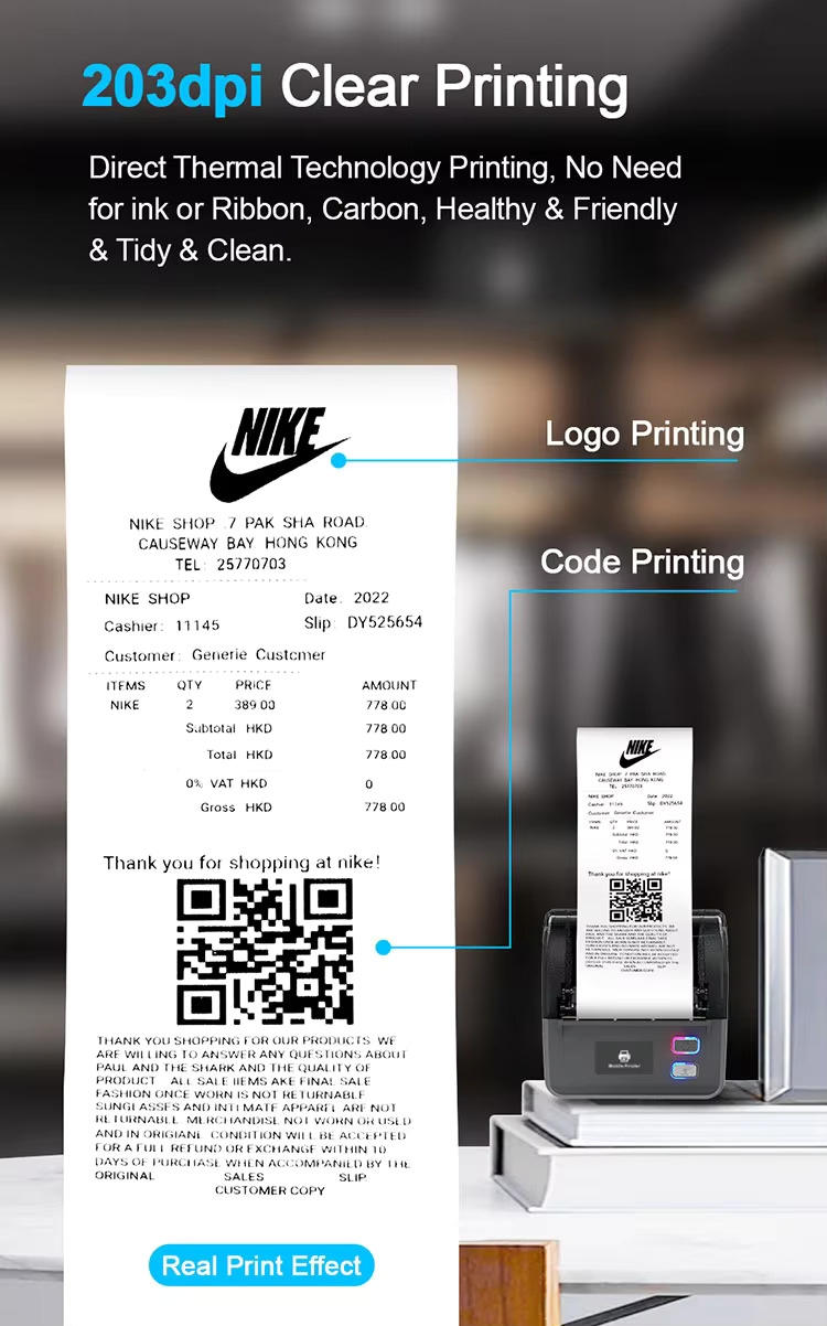 Portable 80mm Thermal Receipt Printer Wireless Mobile Bluetooth Printing - TypeC 14