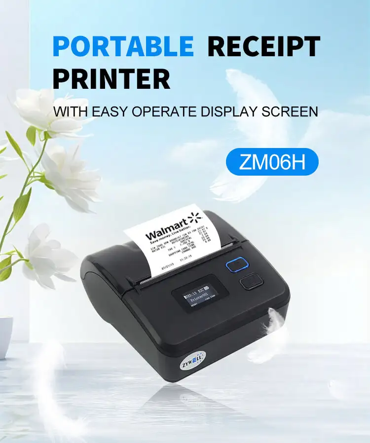 ZM06H Mini Bluetooth Termal Fatura Yazıcısı Kablosuz Taşınabilir