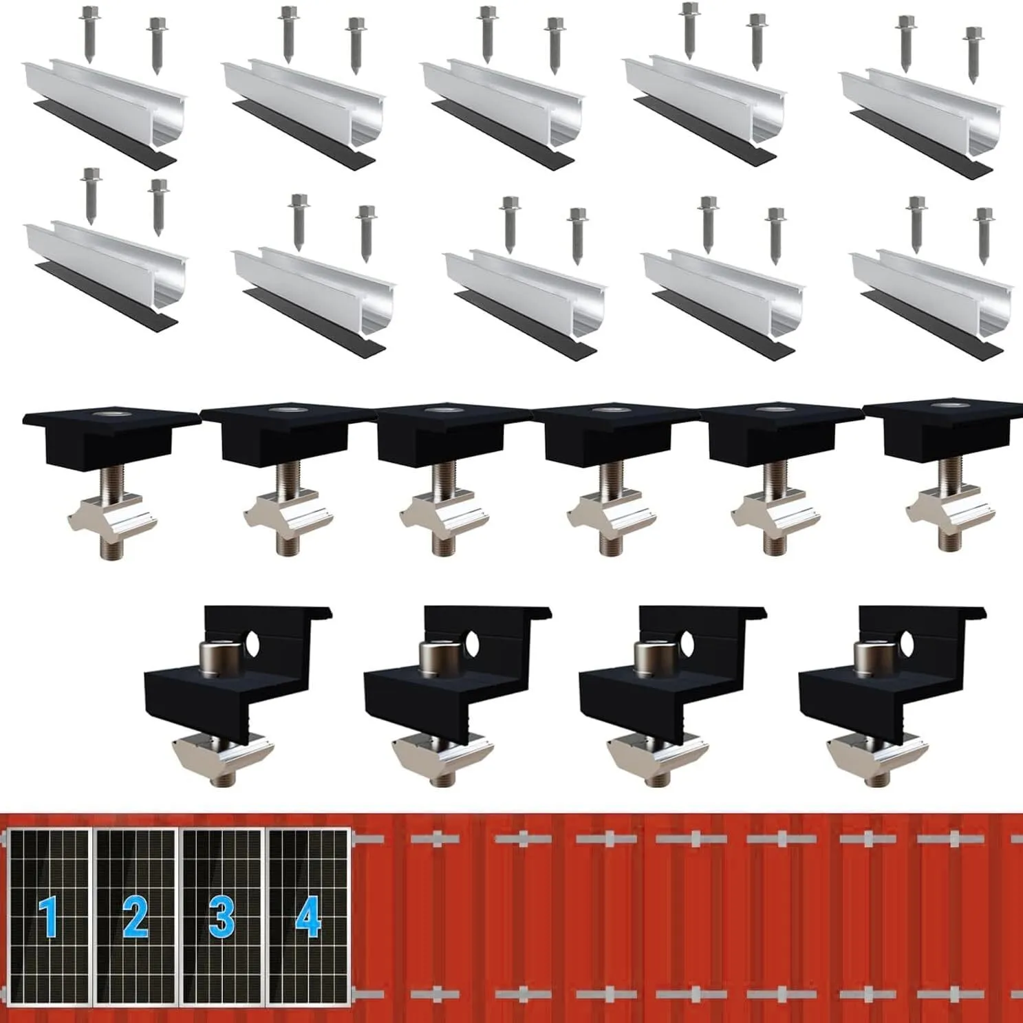 Tripsolar Solar Bracket Metal Roof Mounting Set, 12 cm Rails and Accessories 1