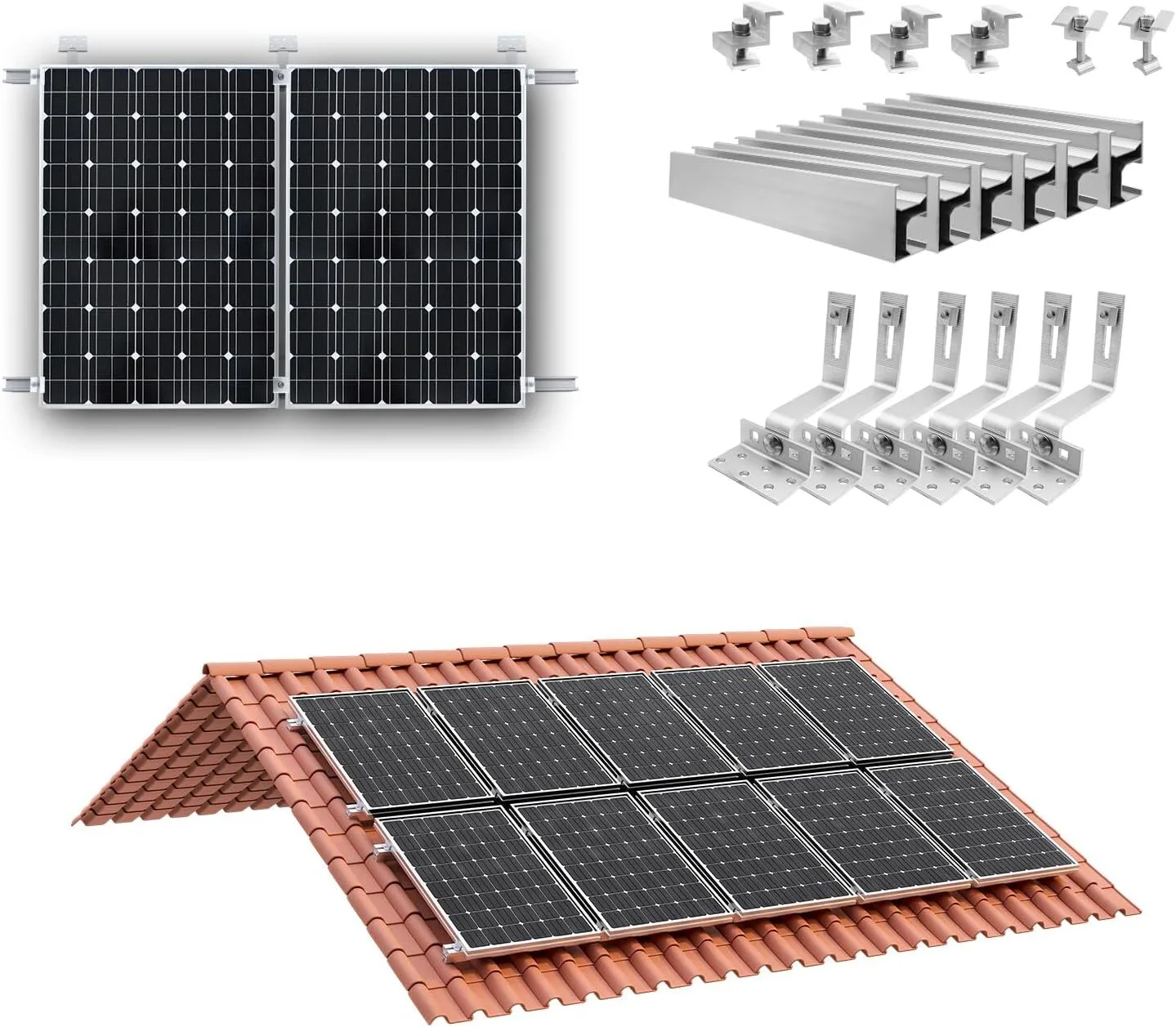 Tripsolar Solar Panel Bracket More Lighten Brick Roof Mounting Rail Roof Hook Mounting Sets for Glazed Tile Roof for Any Solar Panel 1