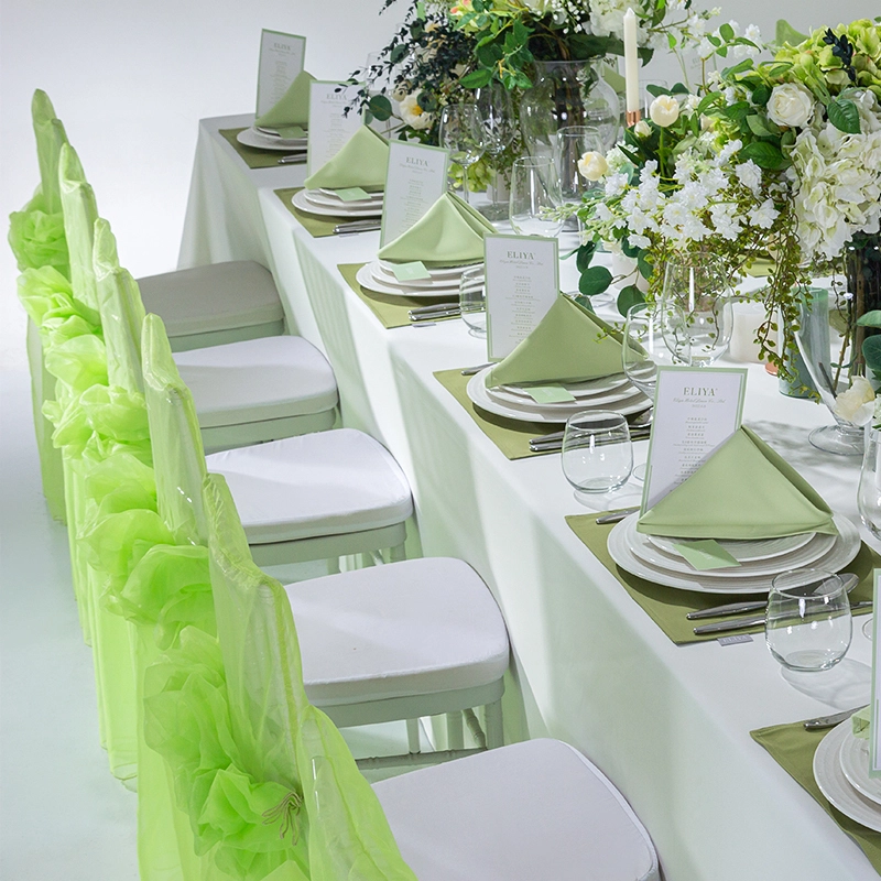 Suministre el mantel rectangular del restaurante del color verde para el acontecimiento de la boda y del partido 2