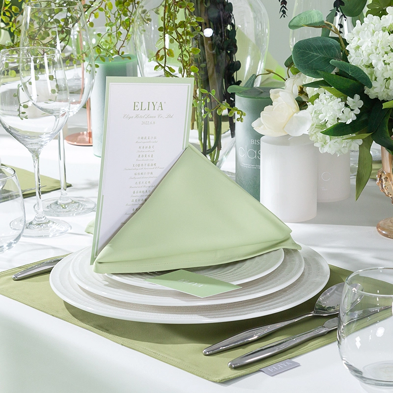 Suministre el mantel rectangular del restaurante del color verde para el acontecimiento de la boda y del partido 3