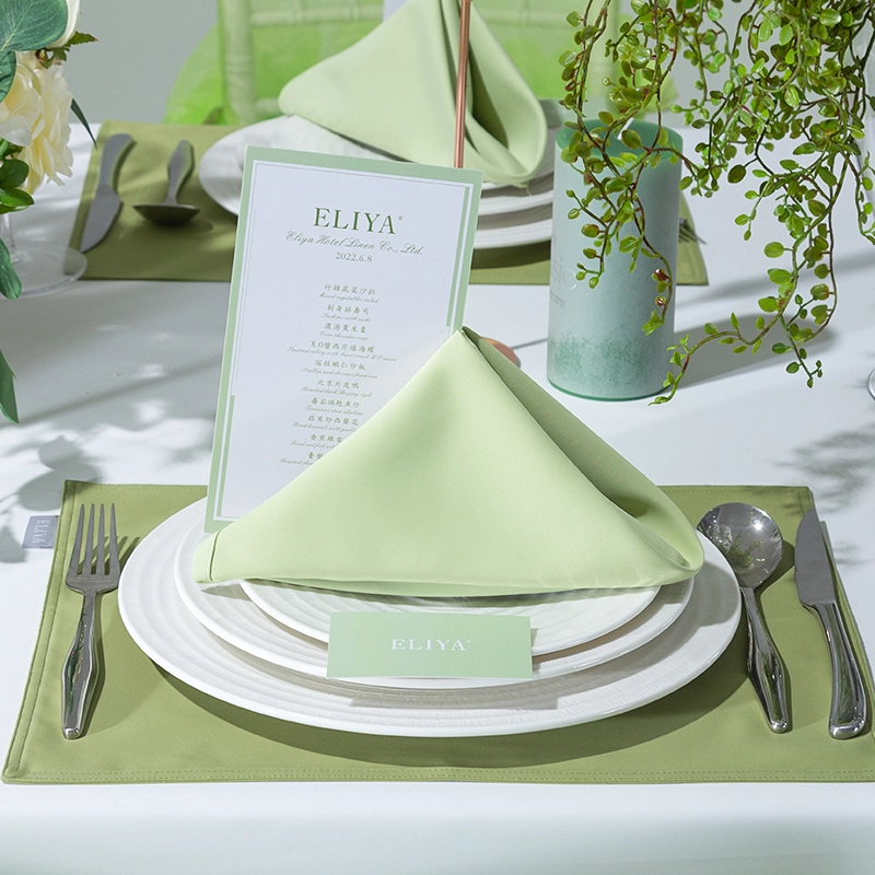 Suministre el mantel rectangular del restaurante del color verde para el acontecimiento de la boda y del partido 5