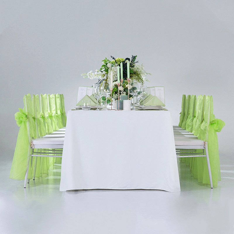 Suministre el mantel rectangular del restaurante del color verde para el acontecimiento de la boda y del partido 6
