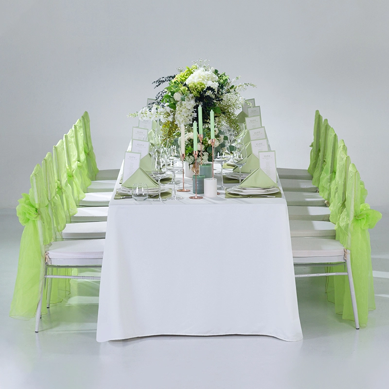 Suministre el mantel rectangular del restaurante del color verde para el acontecimiento de la boda y del partido 1