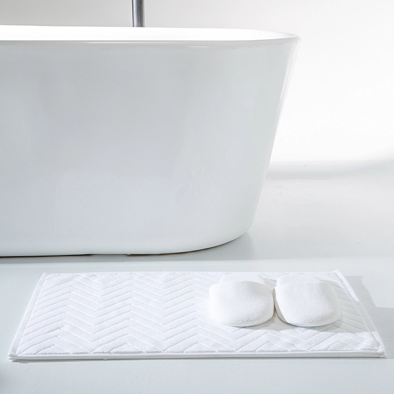 5 Star Hotel High Quality White Cotton Jacquard Bath Mat 6