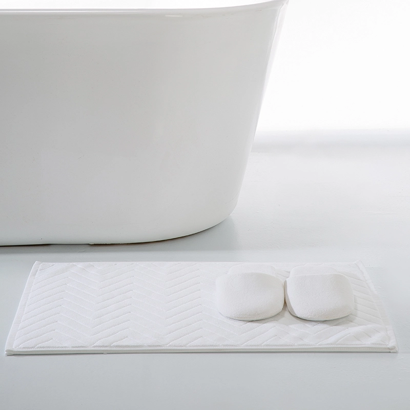 5 Star Hotel High Quality White Cotton Jacquard Bath Mat 4