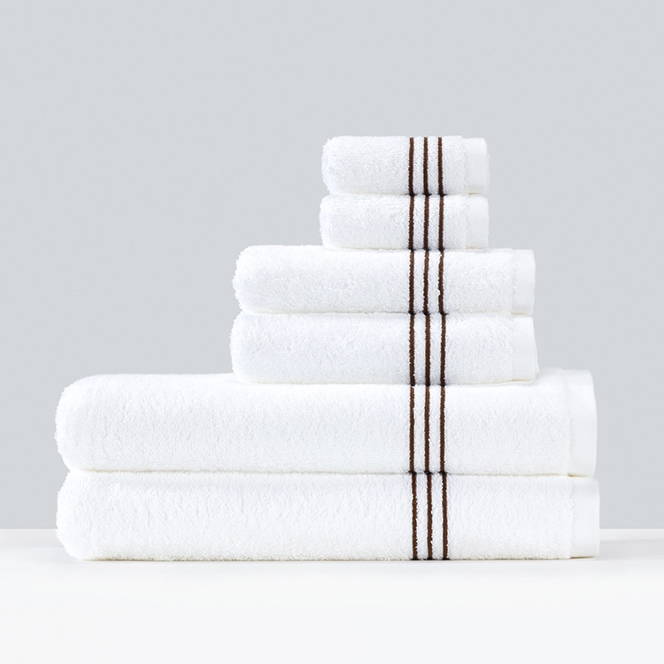 ELIYA Custom Bulk Order Dobby Border Plain White Towels Set 1