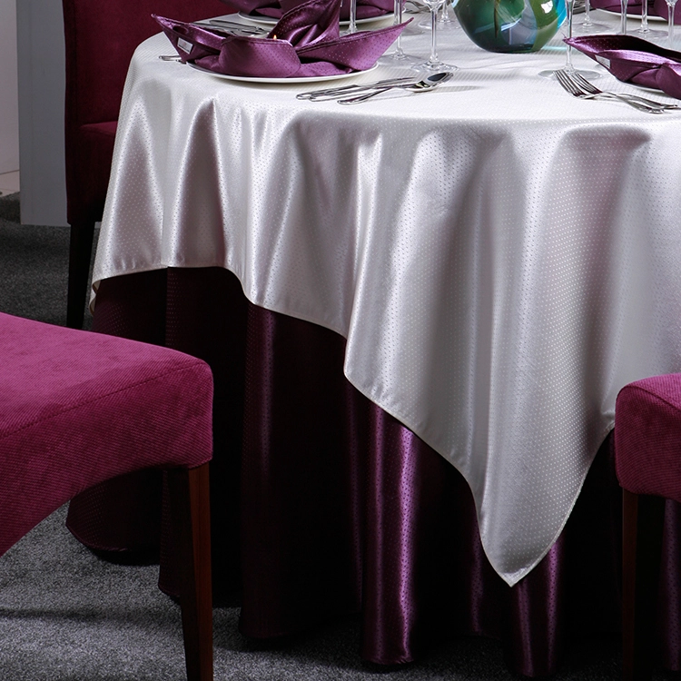 Custom White Wedding Party Round Table Cloth for Luxury Hotel Polyester / Cotton Waterproof Indoor and Outdoor Banquet PRESENTS 1