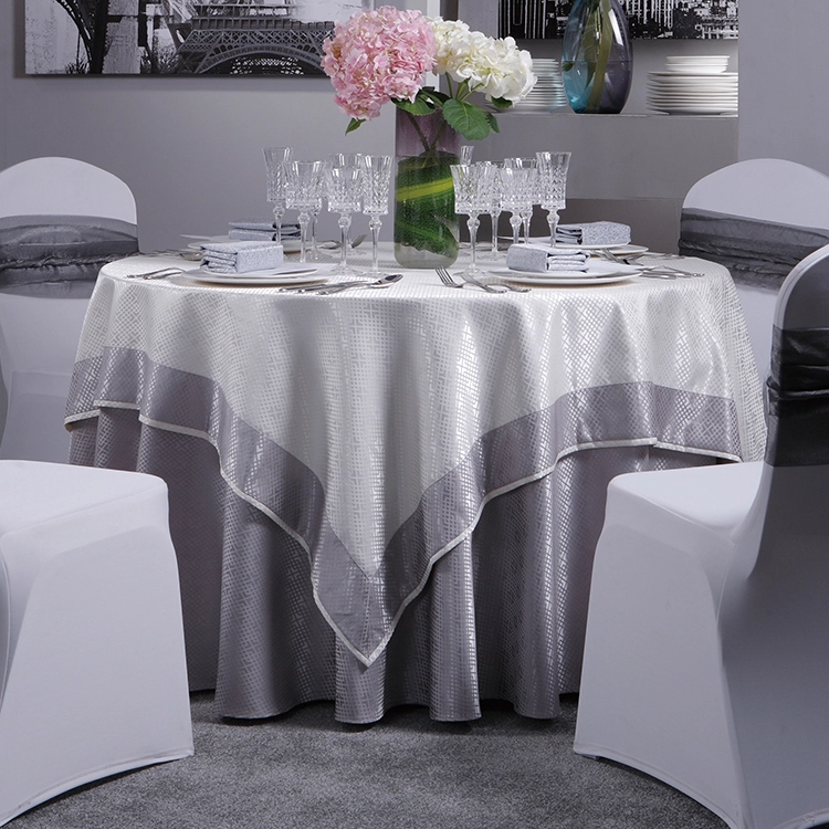 300cm Hotel Luxurious Restaurant White Polyester Dining Set Table Cloth 1