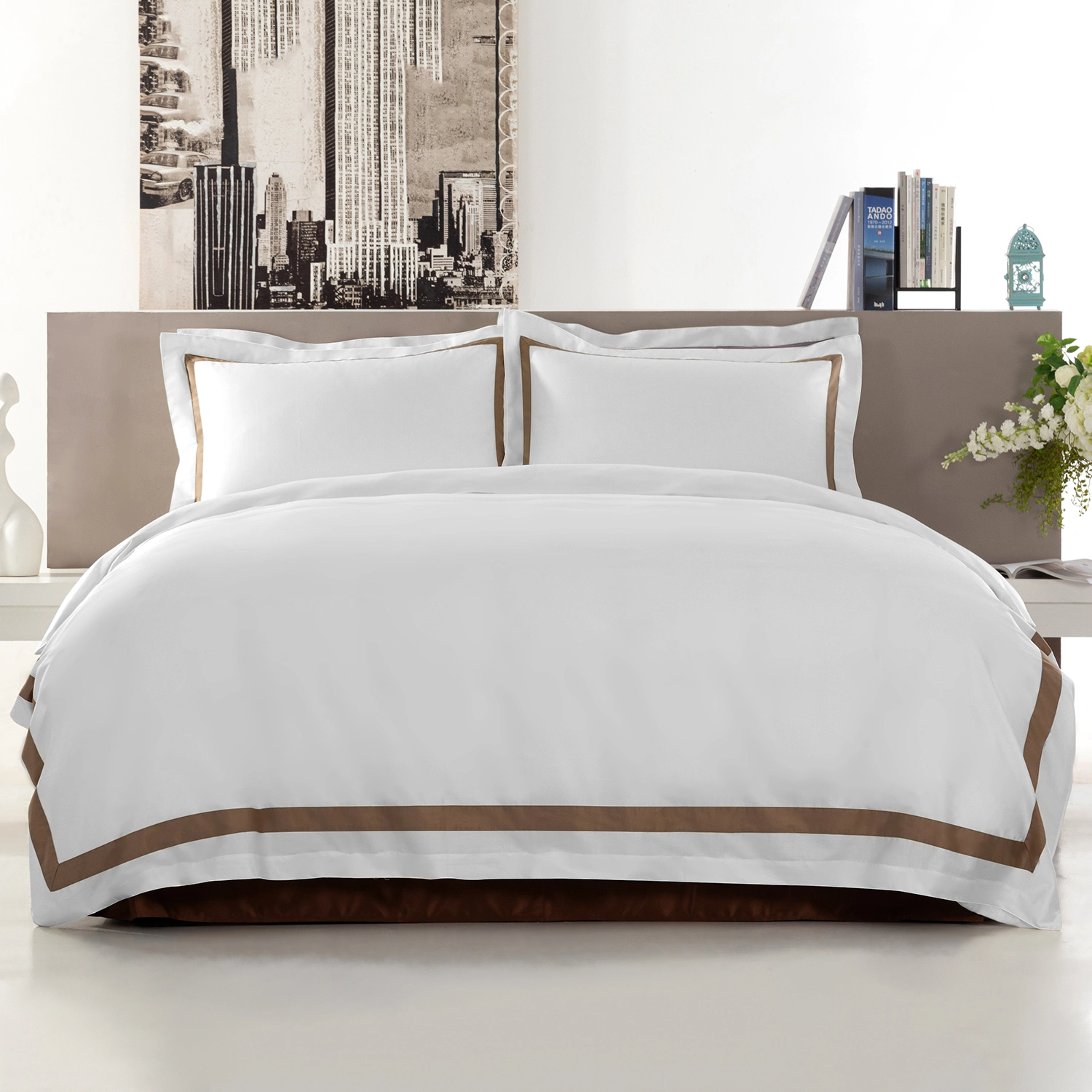 ELIYA Natural 100% Cotton 400 Thread Count Bed Sheet Set Home Linen Luxury Organic 100% Cotton King Size Bedding Sets 1