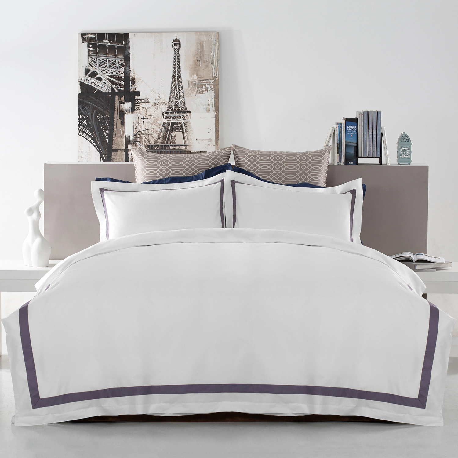 ELIYA 5 Star White 100% Cotton Bed Cover Bedsheets Bedding Set Linen Comforter Cover Bed Sheet Set For Hotel 1