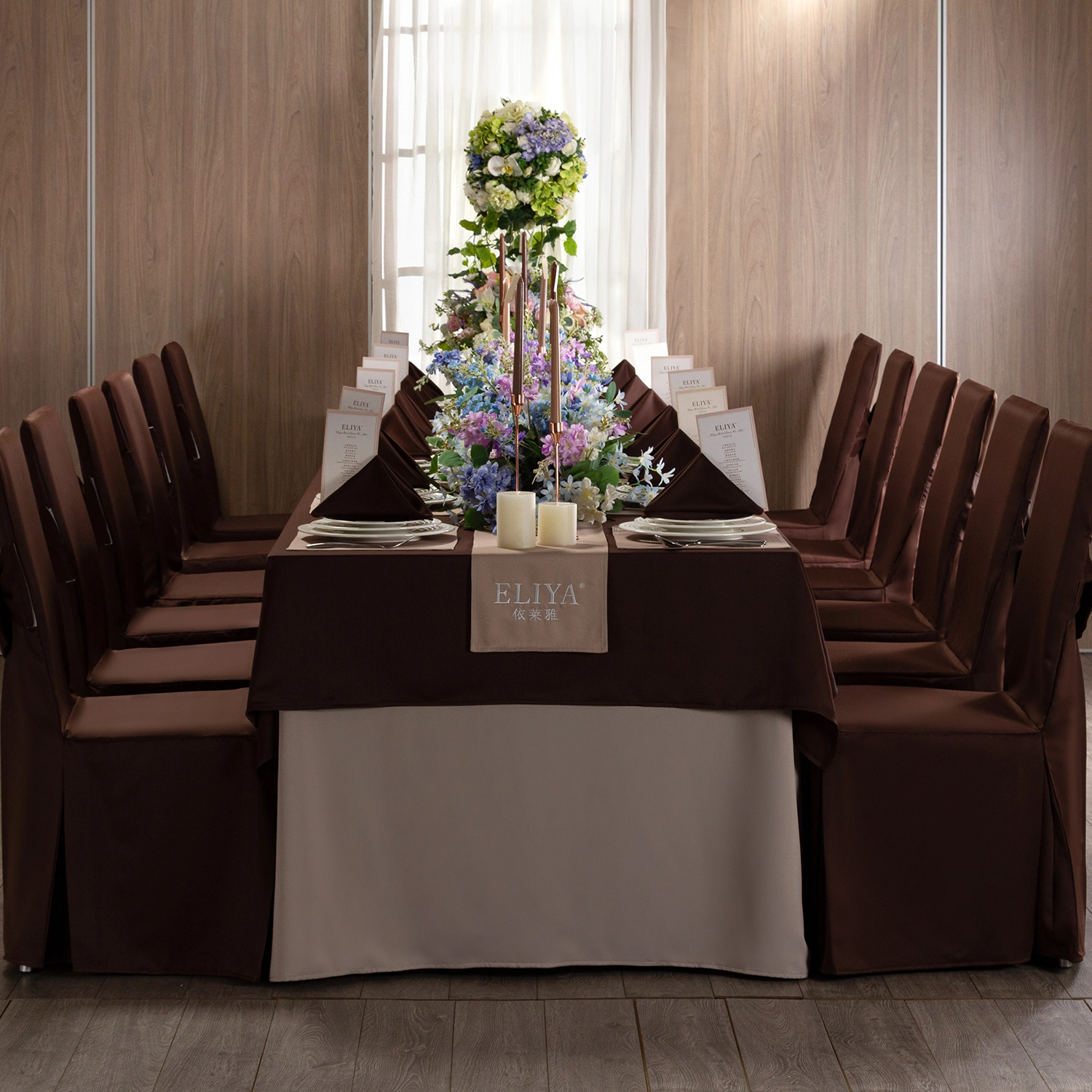 ELIYA BrownTable Cloth Round Rectangle Square 100% Polyester Table Cloth Tablecloth for Wedding Party 1