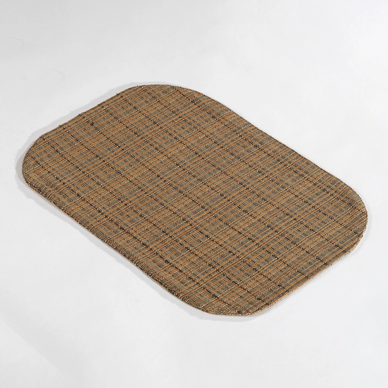 Orange Striped Linen Round Corner Placemats 1