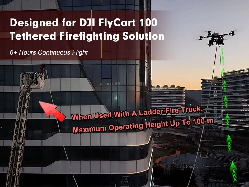 T-FC100X Dual Tethered Firefight Drone | High Building Fire Suppression up to 100m 1