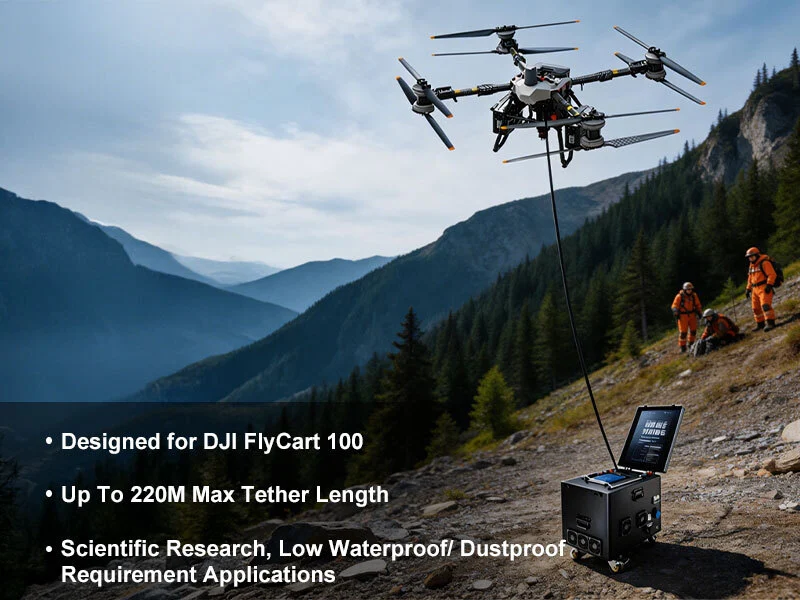 T-FC100 MINI Tethered Power Solution for DJI FlyCart 100 | 6+ Hours Continuous Power for Aerial Monitoring, Security, Nighttime Operations 1