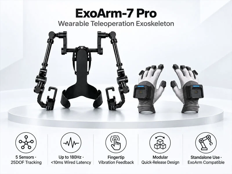 ExoArm-7 Pro Wearable Exoskeleton with Optional Teleoperation Data Gloves for Embodied AI & VLA Data Collection 1
