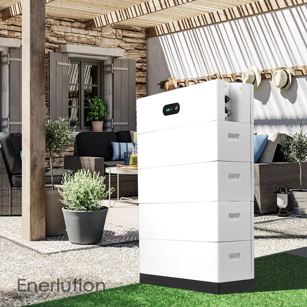 Migliore qualità di alta tensione impilata 48V 52Ah 10KWh 15kWh 20kWh Pacco batteria solare domestica in piedi Enerlution Hybess 1