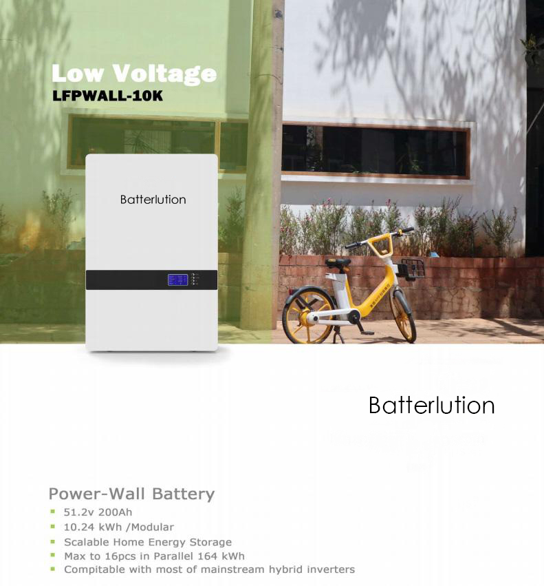 Enerlution 、 Hybess - 2022 China Manufacture Hot Powerwall 2.0 51.2V 200AH 17