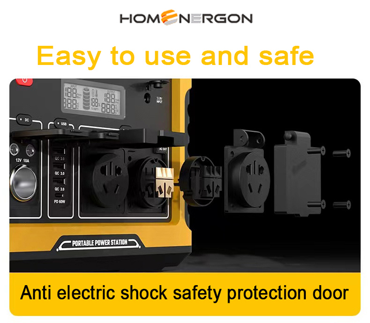 Energie 、 Hybess - Eyacht Hot Sale wiederaufladbare Batterie tragbare HomeGon -Lithium -Ionen -Batterien 600W 1000W Solarenergie Kraftwerk Backup Tragbares Kraftwerk tragbar 11