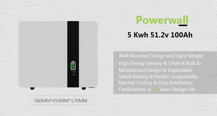 Enerlution 、 Hybess - Batería de litio de estantería de potencia de montaje en la pared para batería de almacenamiento solar Paquete de 100h 100h sin grupo 8