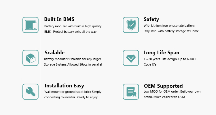 Enerlution 、 Hybess - السعر المناسب أعلى جودة المنتج شائع مثبت على الجدار الصغير من بطاريات ليثيوم أيون بطاريات طاقة حائط بطارية ليثيوم مثبتة على الحائط 14