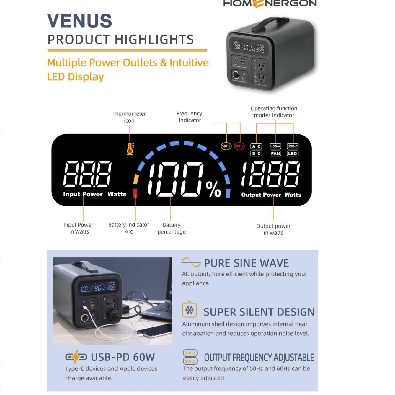 Enerlution 、 Hybess - محطة طاقة محمولة شمسية قابلة لإعادة الشحن مع لوحات طيية PV و 1000W 1038W بطارية الليثيوم للاستخدام في الهواء الطلق محطة طاقة محمولة 9