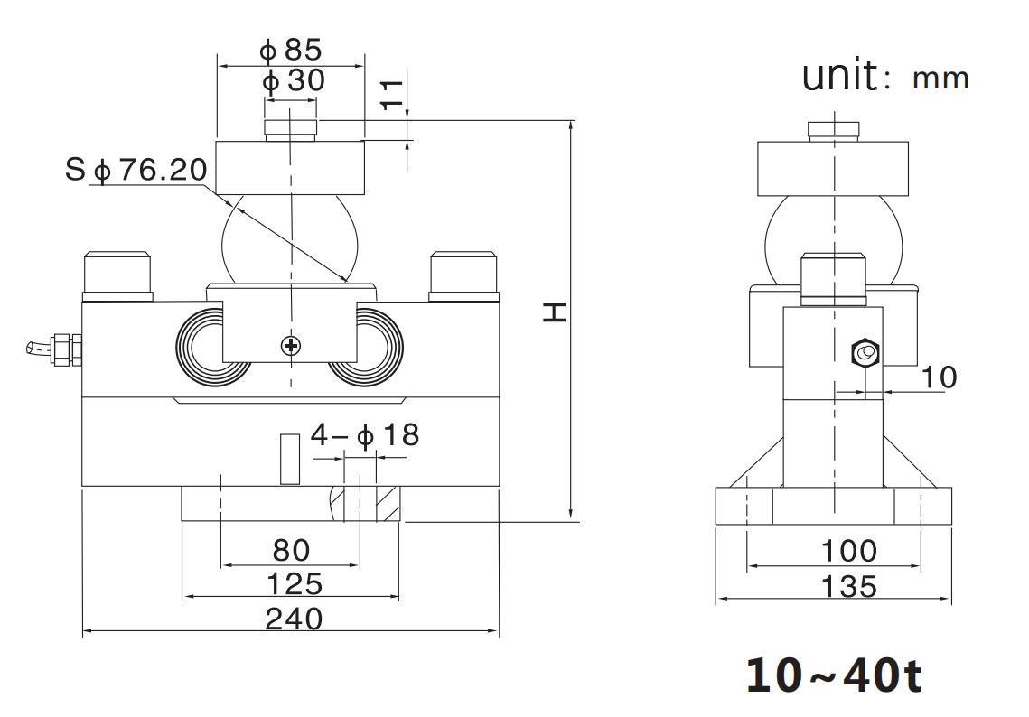 QS Hm9b 30 ton alloy steel analog weight sensor for trucks double shear beam weightbridge load cell Santwell 10