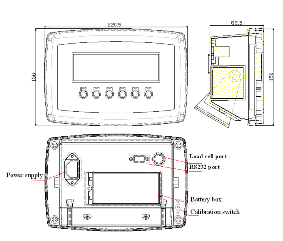 SK210C Pantalla de dígitos personalizados de plástico alojamiento impermeable Indicador de pesaje electrónico Santwell 12