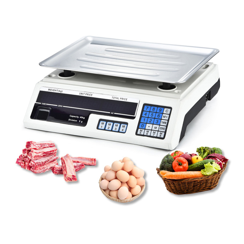 Escamas de precisión de batería TS-ACS Pesaje de LED electrónico LCD Muestra de precios ABS Escala de computación Santwell 9