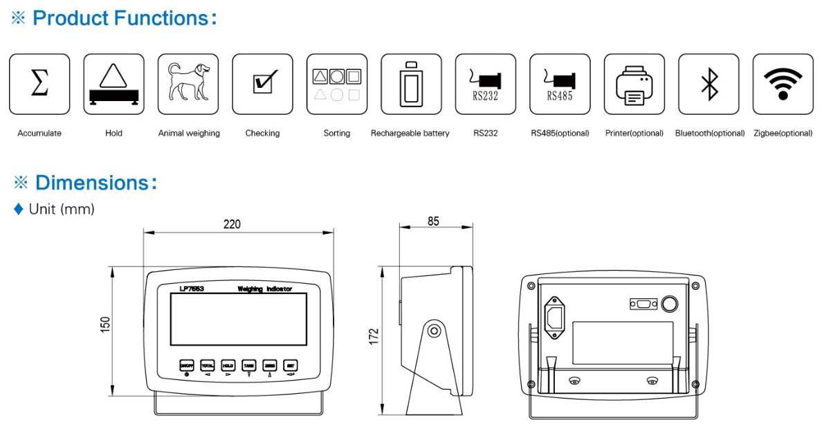LP7553 LED LCD IMPRESION ELECTRÓNICO INDICADOR DE PESO SANTWELL 14
