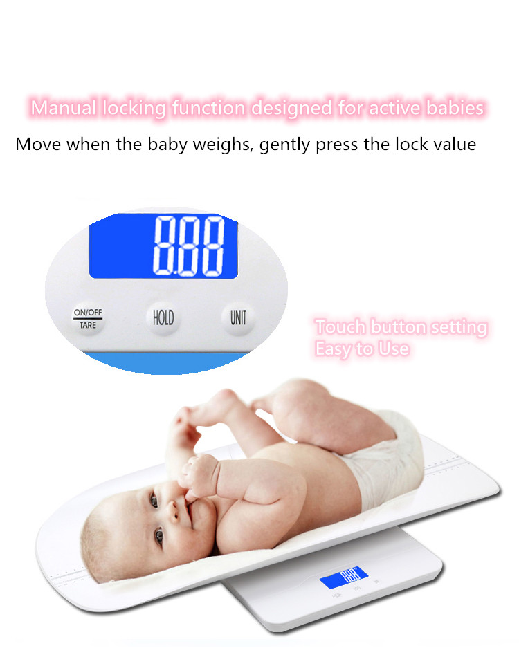 BBS-621 ABS Recargable Medida de batería altura del bebé Mini escala de pesaje digital portátil Escala de baño Santwell 14