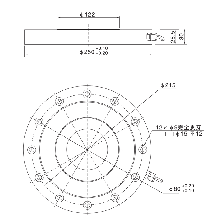 LFD 2.0 mv/v Aleación Tipo de panqueque de acero Compresión Tensión de radios Tipo de carga Santwell 8