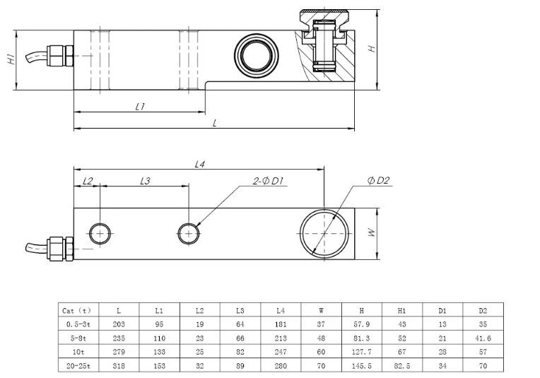 SB-A Viga de cizallamiento en voladizo aplicado a varios equipos de medición. 10