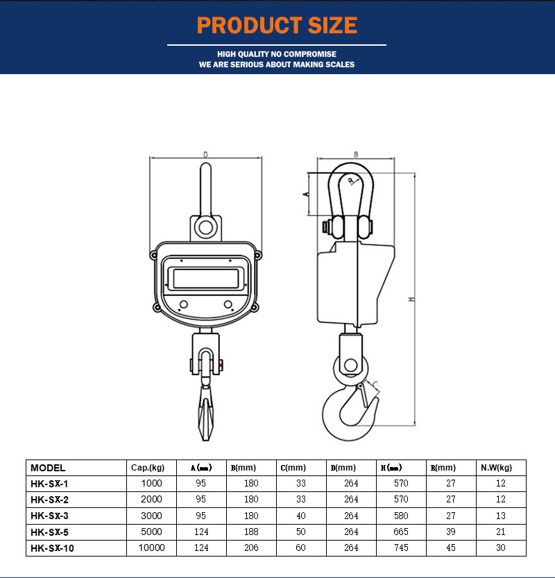 HK-SX Hunting Home Farm o Escala de pesaje de construcción con escalas de grúa de exhibición remota Santwell 11