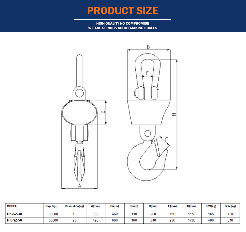 HK-SZ Alta precisión Hanging Escalas de pesaje digital electrónica Santwell 11