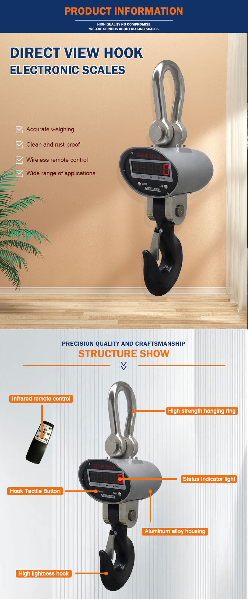 HK-SZ Alta precisión Hanging Escalas de pesaje digital electrónica Santwell 13