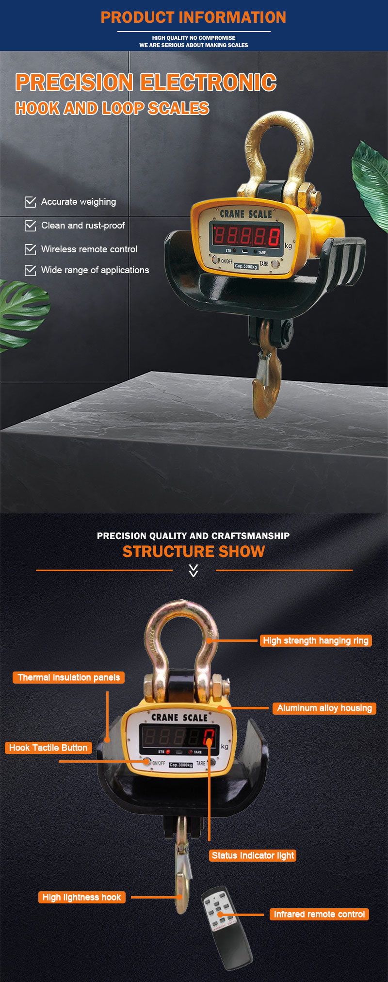 HK-SH Strong Anti-superlibe Electronic Digital Hanging Crane Scale Santwell 12